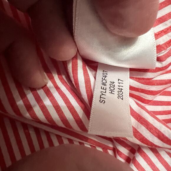 J. Crew Red & White Striped Cotton Pajama Set Size XXL Relaxed Fit Pants Shirt - Picture 6 of 8
